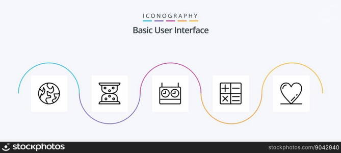 Basic Line 5 Icon Pack Including basic. timer. like