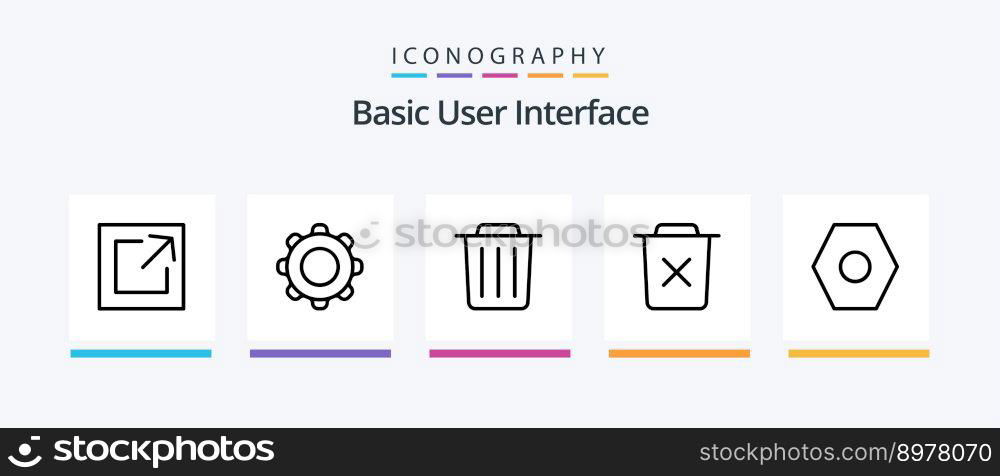 Basic Line 5 Icon Pack Including delete. basic. copy. set. cube. Creative Icons Design