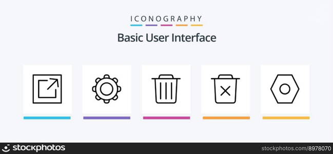 Basic Line 5 Icon Pack Including delete. basic. copy. set. cube. Creative Icons Design