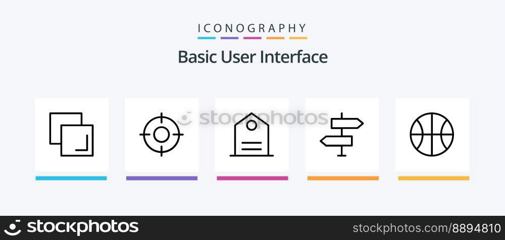 Basic Line 5 Icon Pack Including label. setting. ux. basic. mobile. Creative Icons Design