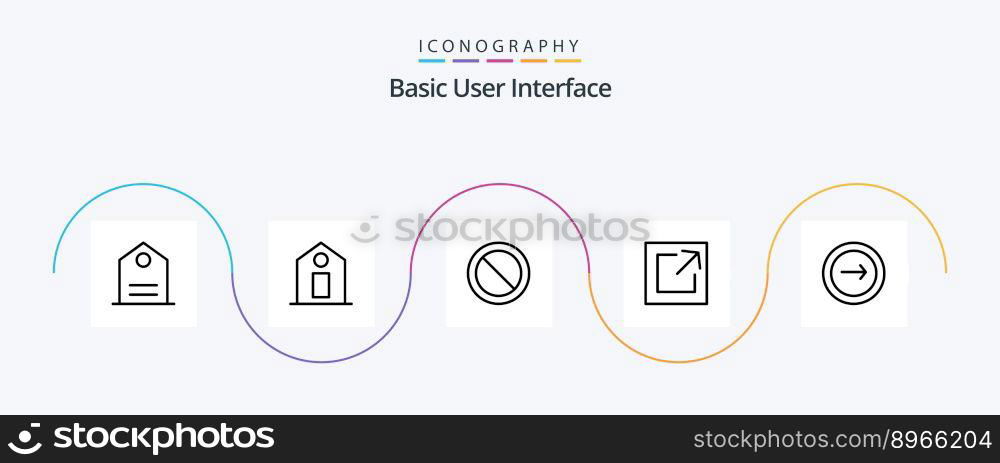 Basic Line 5 Icon Pack Including navigation. interface. basic. share