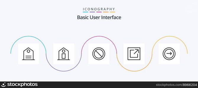 Basic Line 5 Icon Pack Including navigation. interface. basic. share