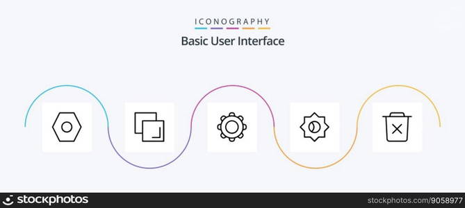 Basic Line 5 Icon Pack Including remove. bin. interface. basic. setting