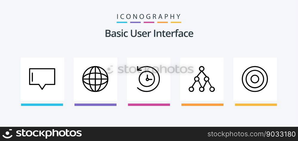 Basic Line 5 Icon Pack Including . user. set. interface."e. Creative Icons Design