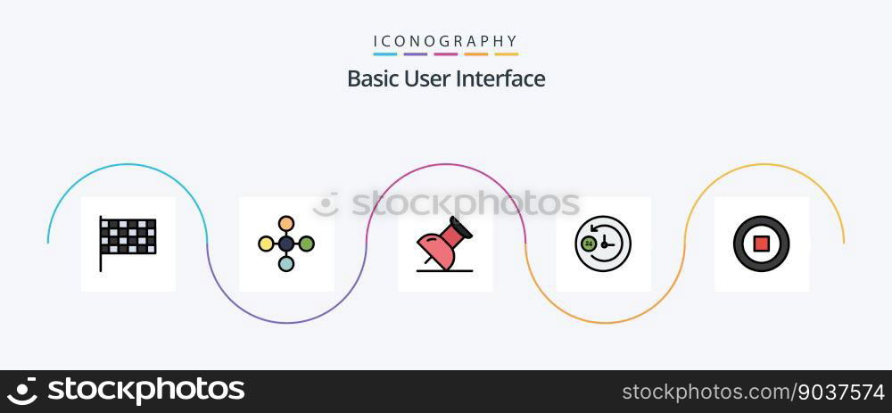 Basic Line Filled Flat 5 Icon Pack Including . pin. user. basic