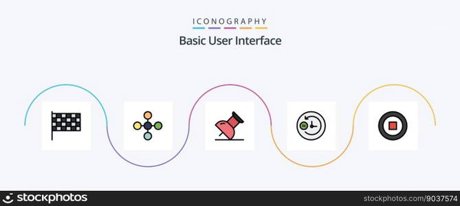 Basic Line Filled Flat 5 Icon Pack Including . pin. user. basic