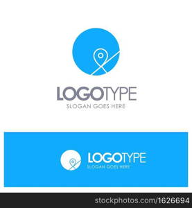 Basic, Map, Location, Map Blue Solid Logo with place for tagline