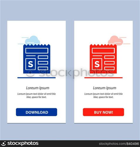 Basic, Money, Document, Bank Blue and Red Download and Buy Now web Widget Card Template