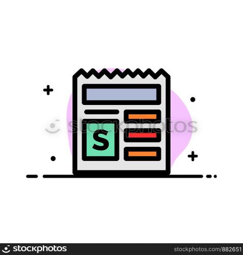 Basic, Money, Document, Bank Business Flat Line Filled Icon Vector Banner Template