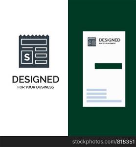 Basic, Money, Document, Bank Grey Logo Design and Business Card Template