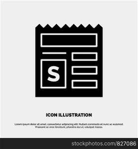 Basic, Money, Document, Bank solid Glyph Icon vector