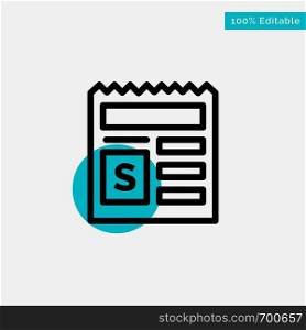 Basic, Money, Document, Bank turquoise highlight circle point Vector icon