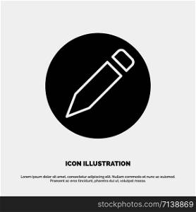 Basic, Pencil, Text solid Glyph Icon vector
