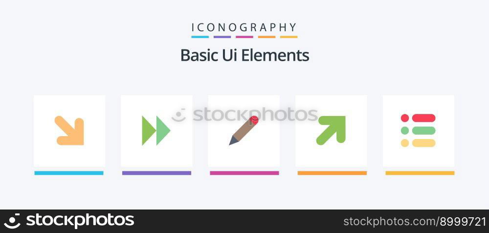 Basic Ui Elements Flat 5 Icon Pack Including write. task. study. list. up. Creative Icons Design