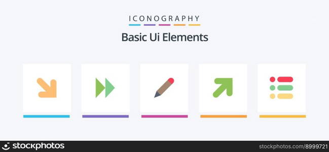 Basic Ui Elements Flat 5 Icon Pack Including write. task. study. list. up. Creative Icons Design
