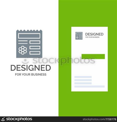 Basic, Ui, Manu, Document Grey Logo Design and Business Card Template