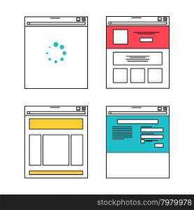 Basic website layout illustrations in flat style