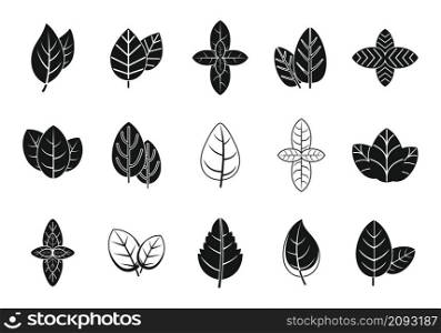 Basil leaf icons set simple vector. Agriculture healthcare. Aroma basil herb. Basil leaf icons set simple vector. Agriculture healthcare