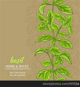 basil vector background. basil leaves vector pattern on color background