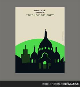 Basilica of the Sacre Coeur Paris, France Vintage Style Landmark Poster Template