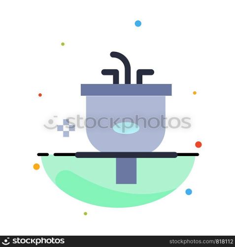 Basin, Bathroom, Cleaning, Shower, Wash Abstract Flat Color Icon Template