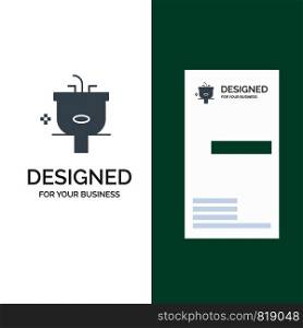 Basin, Bathroom, Cleaning, Shower, Wash Grey Logo Design and Business Card Template