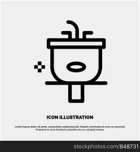 Basin, Bathroom, Cleaning, Shower, Wash Line Icon Vector