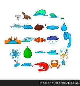Basin icons set. Cartoon set of 25 basin vector icons for web isolated on white background. Basin icons set, cartoon style