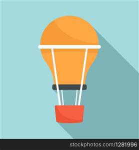 Basket air balloon icon. Flat illustration of basket air balloon vector icon for web design. Basket air balloon icon, flat style