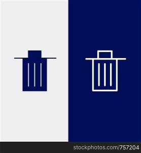 Basket, Been, Delete, Garbage, Trash Line and Glyph Solid icon Blue banner Line and Glyph Solid icon Blue banner