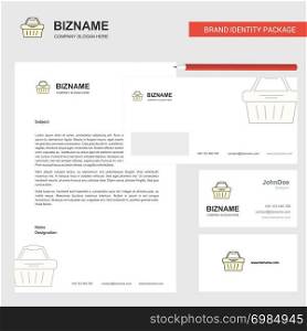 Basket Business Letterhead, Envelope and visiting Card Design vector template