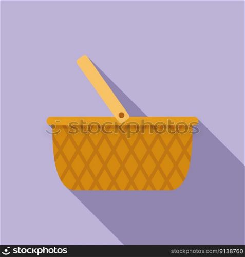 Basket container icon flat vector. Picnic wicker. Empty basket. Basket container icon flat vector. Picnic wicker