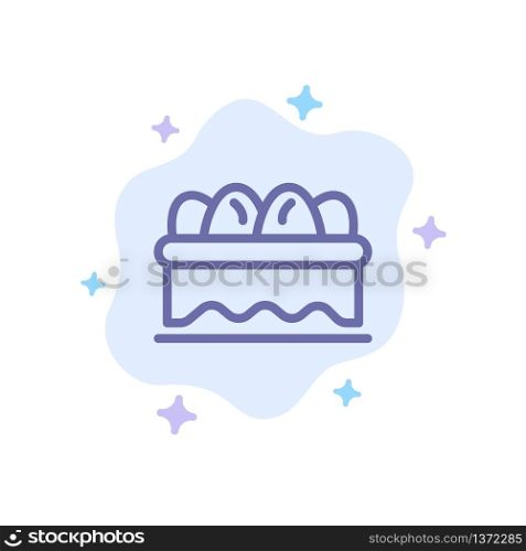Basket, Easter, Egg Blue Icon on Abstract Cloud Background