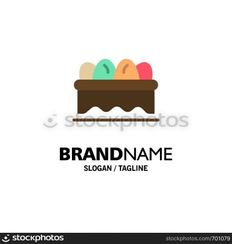Basket, Easter, Egg Business Logo Template. Flat Color