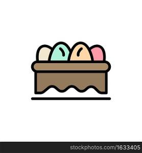 Basket, Easter, Egg  Flat Color Icon. Vector icon banner Template