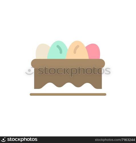 Basket, Easter, Egg Flat Color Icon. Vector icon banner Template