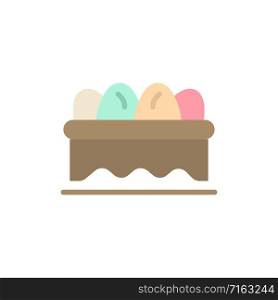 Basket, Easter, Egg Flat Color Icon. Vector icon banner Template