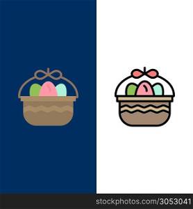 Basket, Easter, Egg, Nature Icons. Flat and Line Filled Icon Set Vector Blue Background