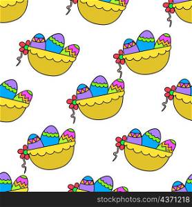 basket easter eggs seamless pattern textile print
