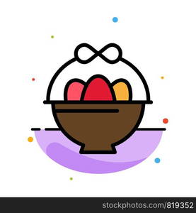 Basket, Egg, Easter Abstract Flat Color Icon Template