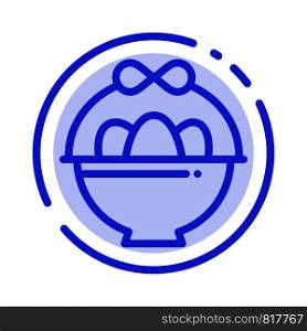 Basket, Egg, Easter Blue Dotted Line Line Icon