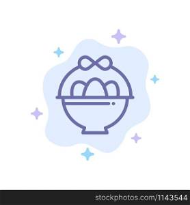 Basket, Egg, Easter Blue Icon on Abstract Cloud Background