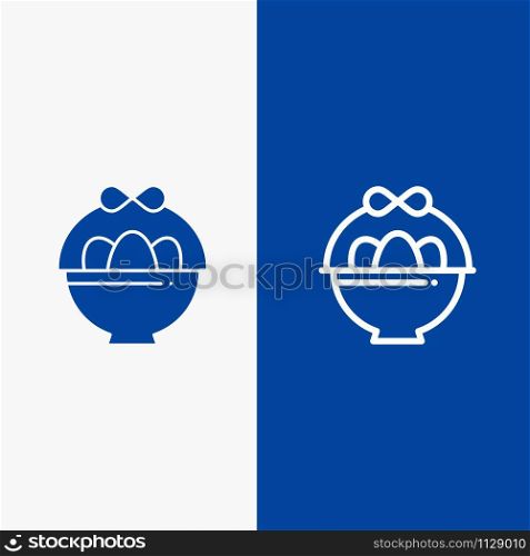 Basket, Egg, Easter Line and Glyph Solid icon Blue banner Line and Glyph Solid icon Blue banner