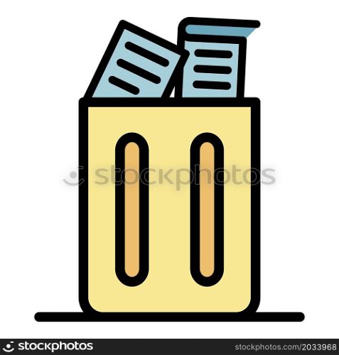 Basket for waste paper icon. Outline basket for waste paper vector icon color flat isolated. Basket for waste paper icon color outline vector
