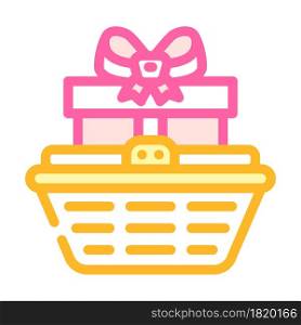 basket gift color icon vector. basket gift sign. isolated symbol illustration. basket gift color icon vector illustration