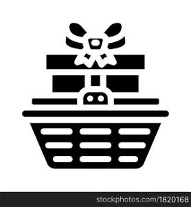 basket gift glyph icon vector. basket gift sign. isolated contour symbol black illustration. basket gift glyph icon vector illustration