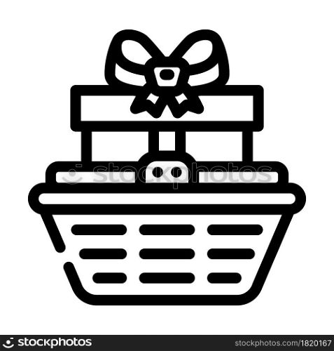 basket gift line icon vector. basket gift sign. isolated contour symbol black illustration. basket gift line icon vector illustration