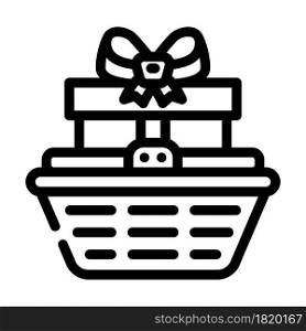 basket gift line icon vector. basket gift sign. isolated contour symbol black illustration. basket gift line icon vector illustration