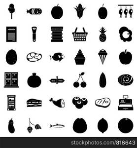 Basket icons set. Simple style of 36 basket vector icons for web isolated on white background. Basket icons set, simple style