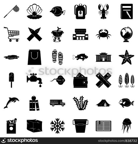 Basket icons set. Simple style of 36 basket vector icons for web isolated on white background. Basket icons set, simle style